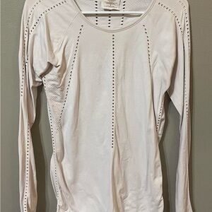 Athleta White Perforated Long Sleeve Top